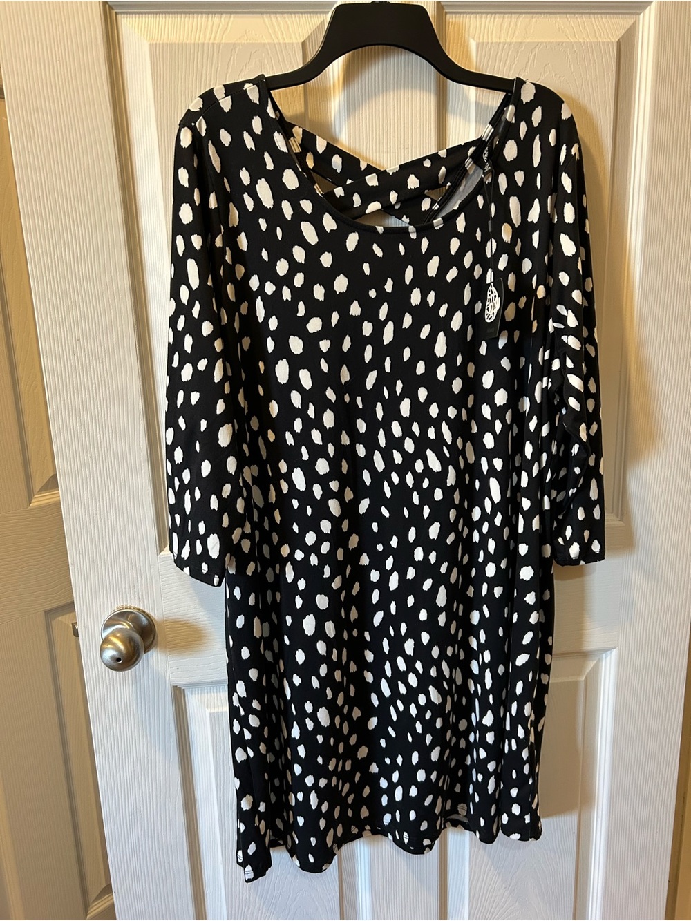 Bobeau Size 2X Black & White Spot Midi Dress NWT